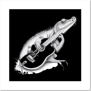 Chameleon plays music Posters and Art